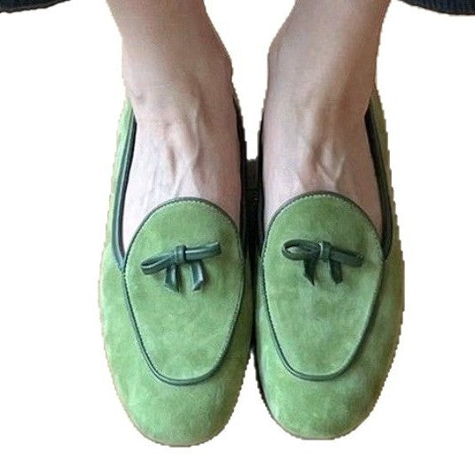 Damen Mokassins mit raffinierten Schleifenapplikationen und weichem Veloursleder R&B