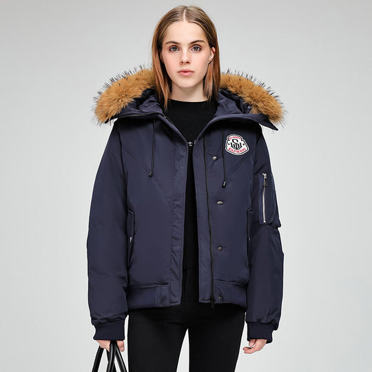 Damen Sportliche Pufferjacke mit abnehmbarem Kunstfellkragen und praktischen Taschen R&B