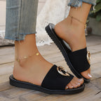 Damen Offene Pantoletten mit elegantem Ring-Detail R&B