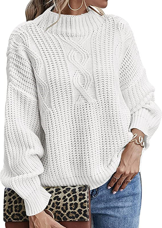 Damen Strickpullover mit elegantem Zopfdesign und modernem Schnitt R&B