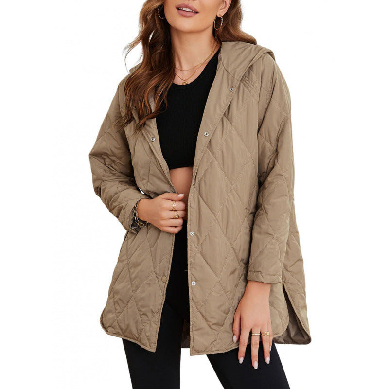 Damen warme Steppjacke mit Kapuze R&B