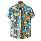 Herren Kurzarmhemd mit auffälligem Patchwork-Muster