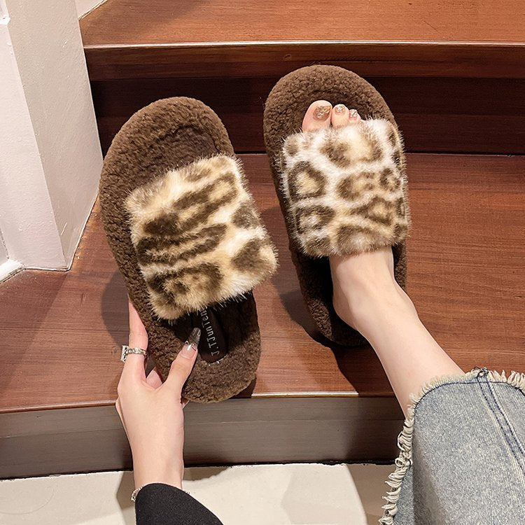 Damen Flauschige Hausschuhe mit tierischem Muster R&B