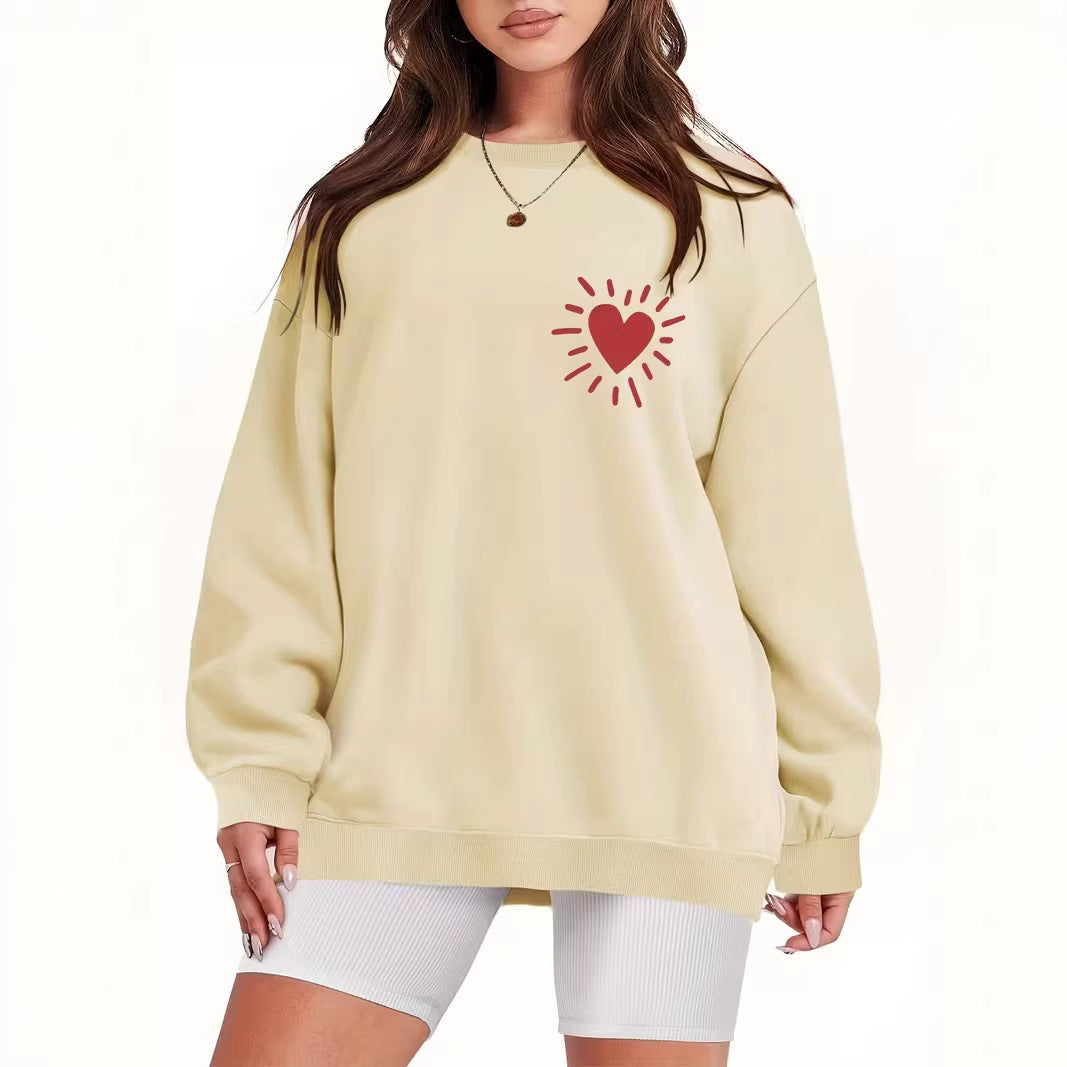 Damen Sweatshirt mit lässigem Herzmotiv und übergroßem Schnitt