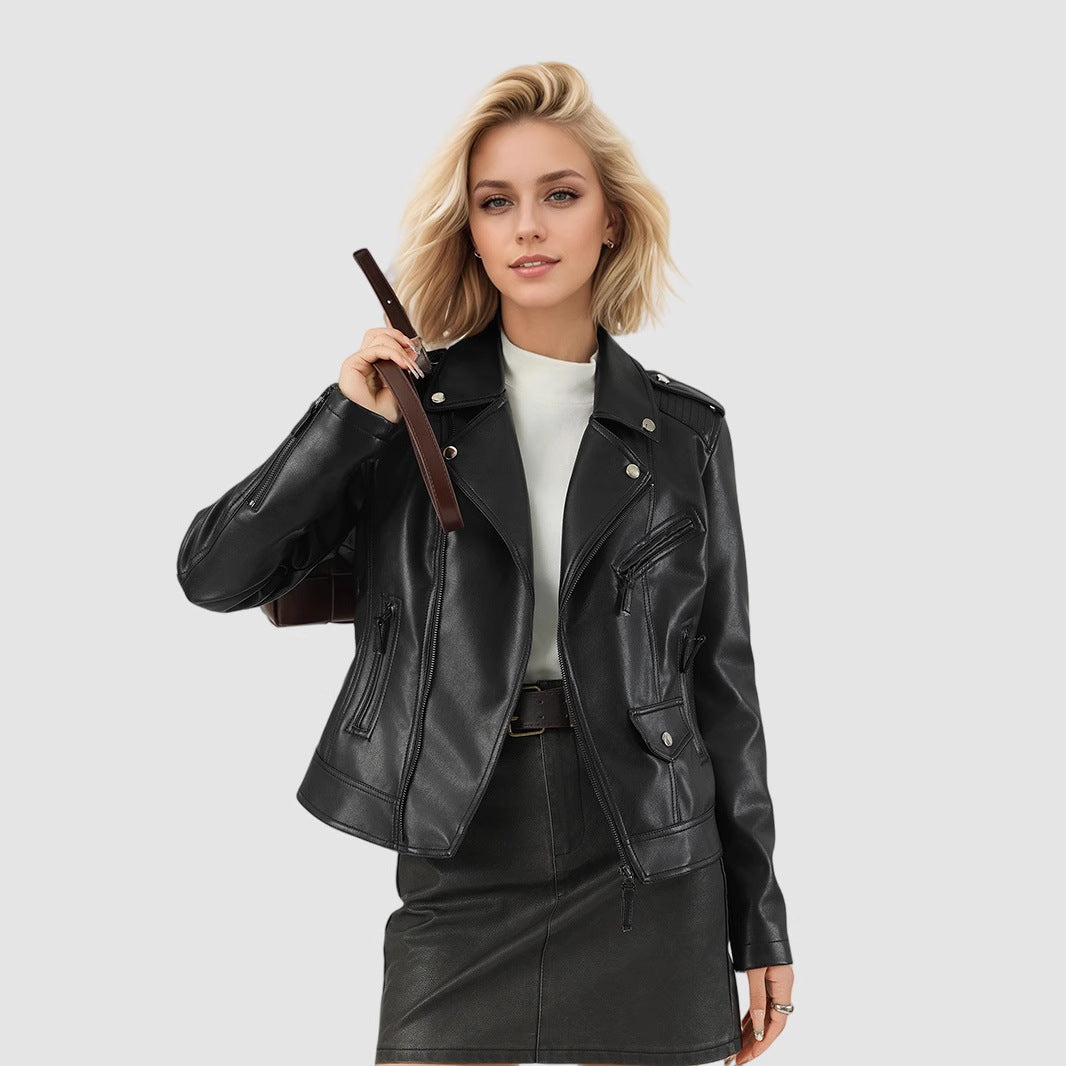 Steppjacke Damen Übergang mit Ziernähten und Reißverschlüssen