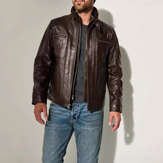 Herren lässige jacke mit modernem Stehkragen und vielseitigen Taschen R&B