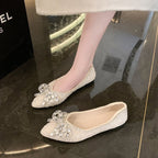 Damen Ballerinas mit funkelnden Strass-Applikationen und elegantem Schleifenakzent