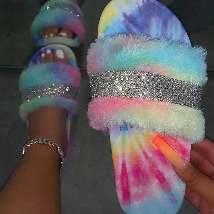 Damen Glamouröse Hausschuhe mit funkelnden Strass-Applikationen R&B