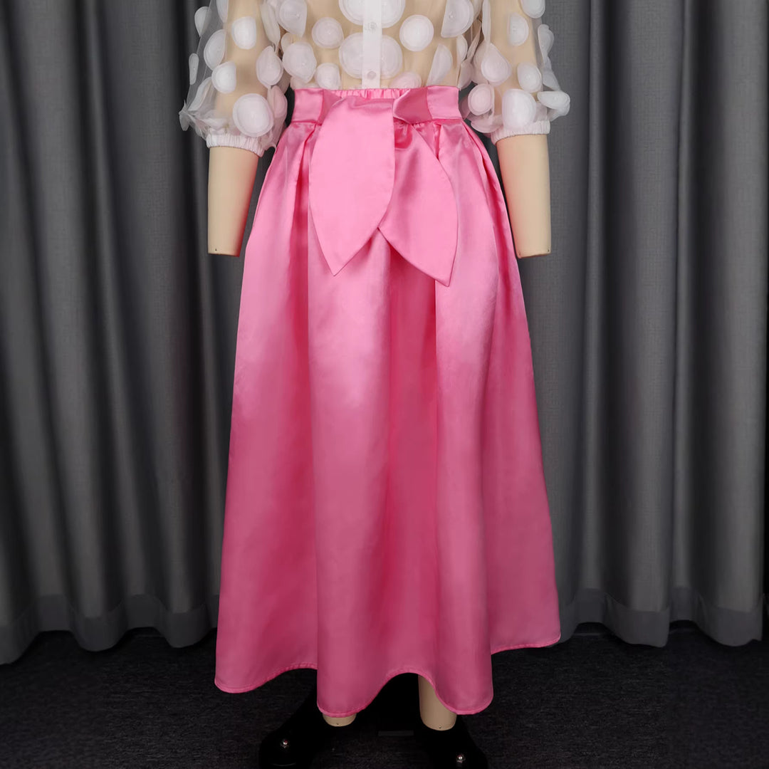 Damen Eleganter Maxirock aus seidig glänzendem Material R&B