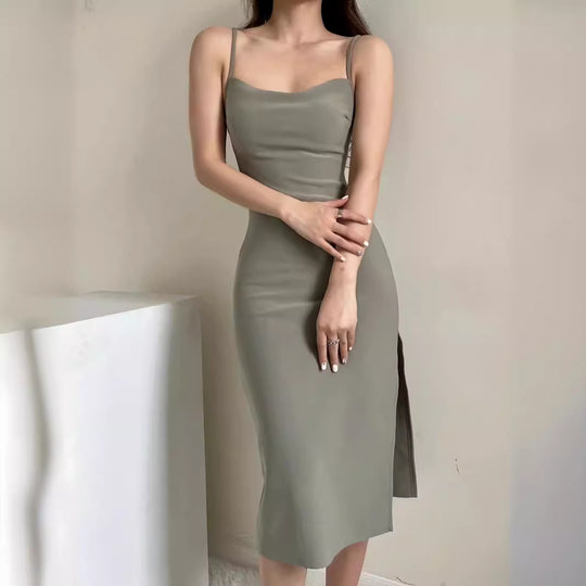 Damen langes Abendkleid mit elegantem Schlitz R&B