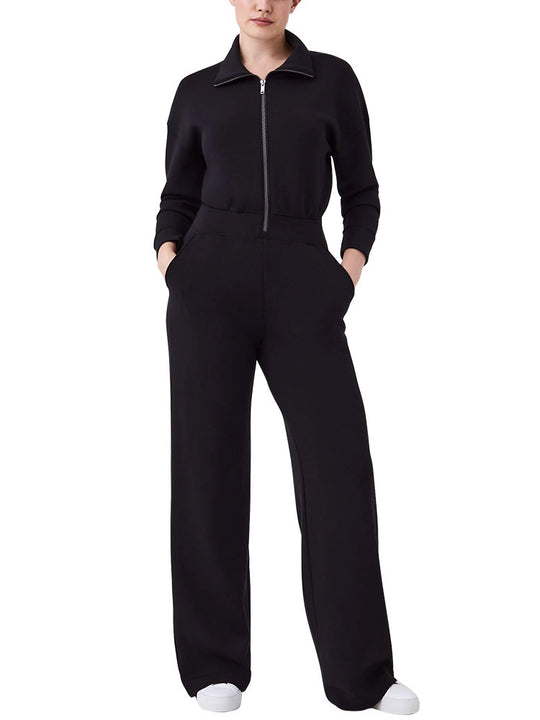 Damen Luxuriöser Lounge-Jumpsuit mit elegantem Stehkragen und praktischem Reißverschluss R&B