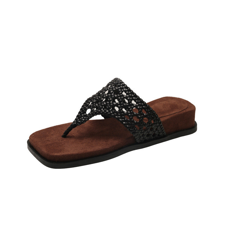 Damen Bequeme Zehentrenner-Sandalen mit hochwertigen geflochtenen Riemen und rutschfester Sohle R&B