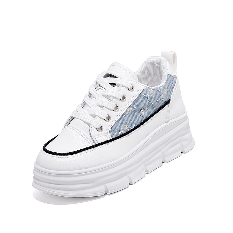 Damen Plattform Sneaker mit modischem Denim-Akzent und rutschfester Sohle R&B