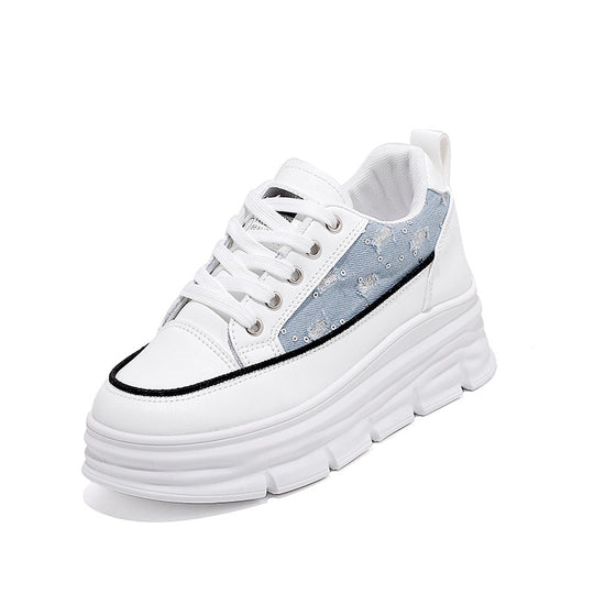 Damen Plattform Sneaker mit modischem Denim-Akzent und rutschfester Sohle R&B