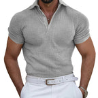 Herren nan strukturiertes Piqué-Poloshirt aus Baumwollmischung mit verstärktem Polokragen R&B