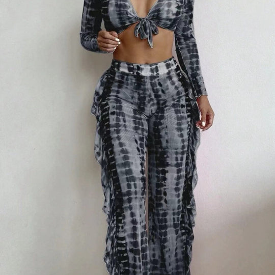 Damen Strandmode-Set mit verspieltem Wickeldesign und schimmernden Akzenten R&B