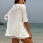 Damen lässiges Strand-Outfit mit offener Robe und Shorts R&B