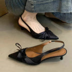 Damen Slingback-Pumps mit zartem Schleifen-Detail und elegantem Design EB
