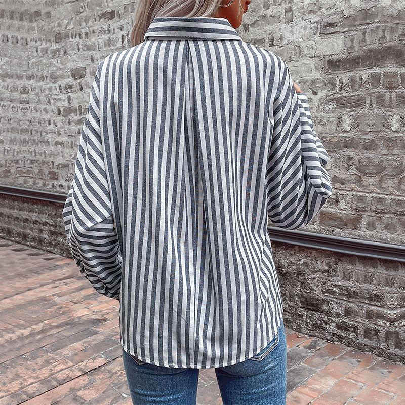 Damen Krawattenhemd mit gestreiftem Design R&B