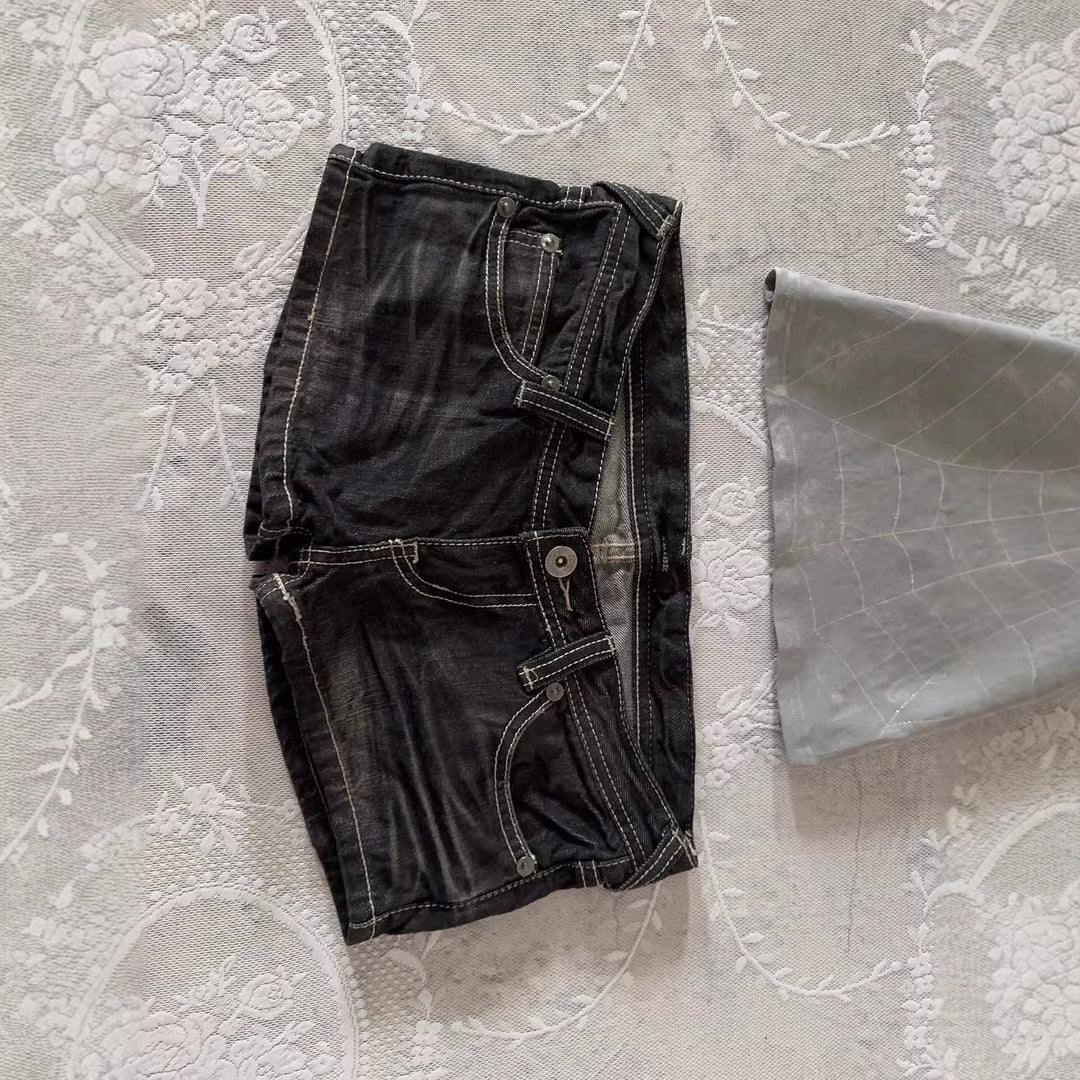 Damen Denim-Shorts mit lässigem Cut und auffälligen Nähte R&B