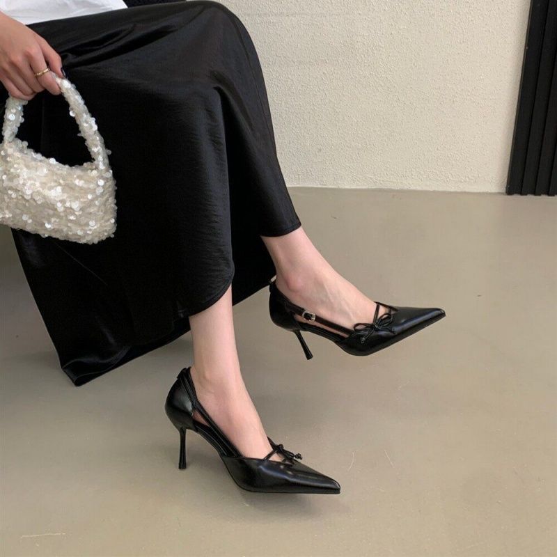 Damen elegante Slingback Pumps mit zarten Schleifenverzierungen R&B