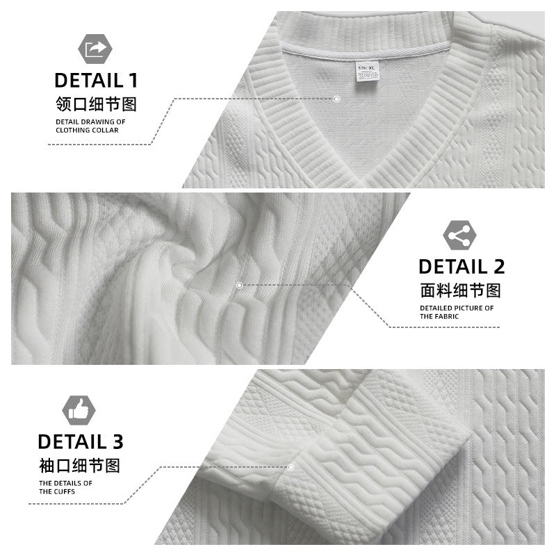 Herren nan Oversize Zopfmuster-Longpullover mit tiefem V-Ausschnitt und passender Strickhose R&B