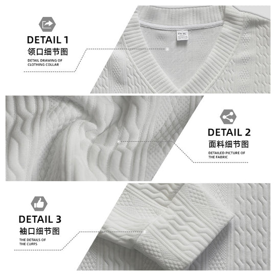 Herren nan Oversize Zopfmuster-Longpullover mit tiefem V-Ausschnitt und passender Strickhose R&B