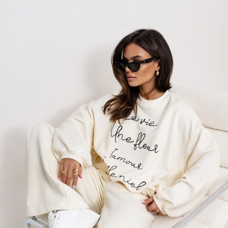Damen bequemer Sweatshirt mit modischem Schriftzug R&B