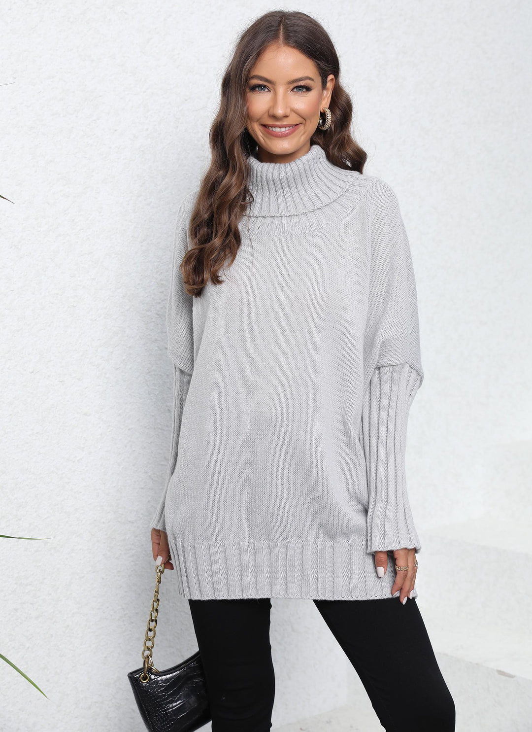 Damen Oversize Rollkragenpullover mit strukturiertem Strick R&B