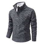 Herren eleganter Strickpullover mit halbem Reißverschluss und strukturierter Oberfläche R&B