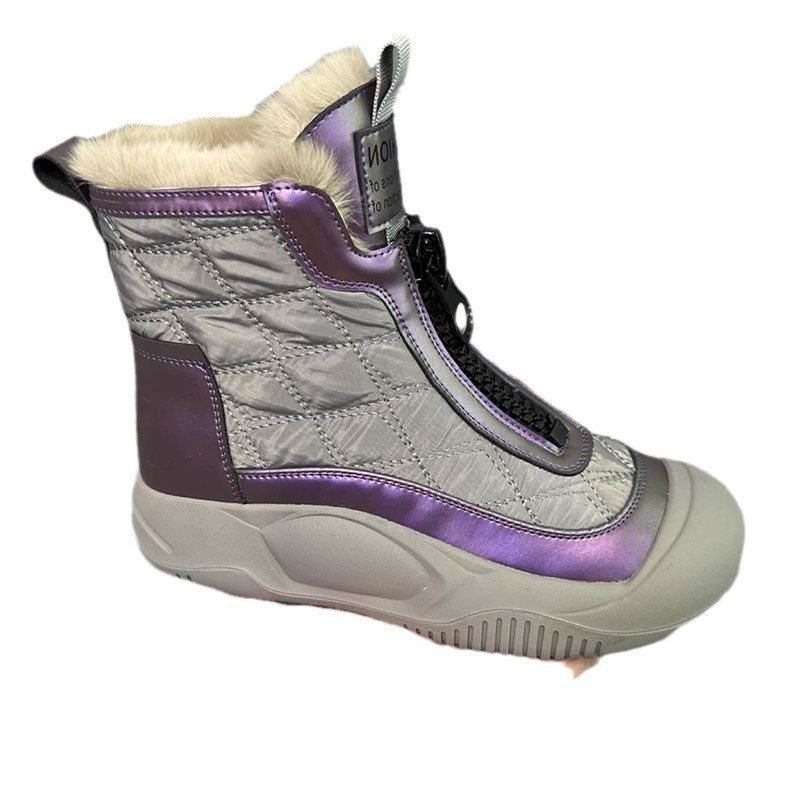 Damen gefütterte Winterstiefel mit seitlichem Reißverschluss und rutschfester Sohle