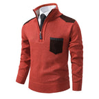 Herren eleganter Pullover mit halbhohem Kragen und feinen Kontrastdetails R&B