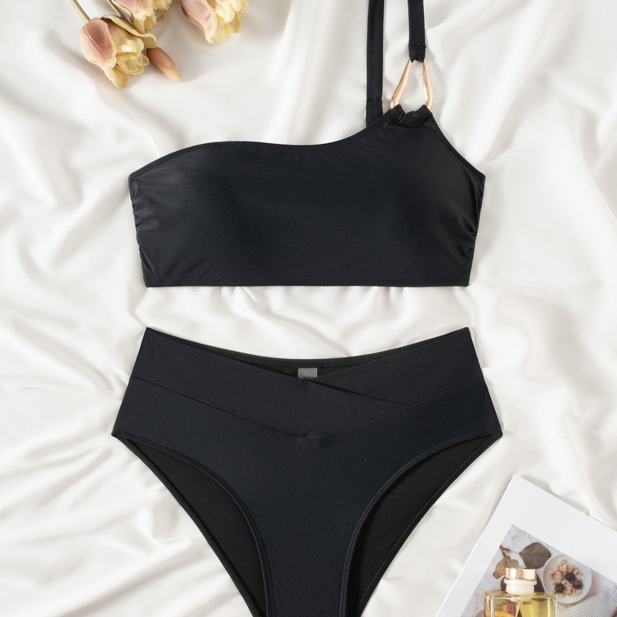 Damen Bikini-Set mit verstellbarem Oberteil und hohem Bund R&B