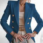 Damen eleganter Double-Breasted Blazer mit goldenen Knöpfen R&B