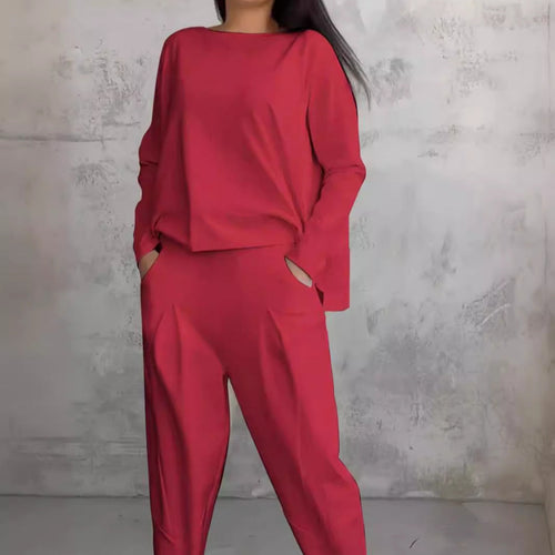 R&B | Einfarbiges Slim-Fit Hosenanzug mit Rundhalsausschnitt