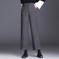 Damen Weite Woll Stoffhose mit klassischem Muster
