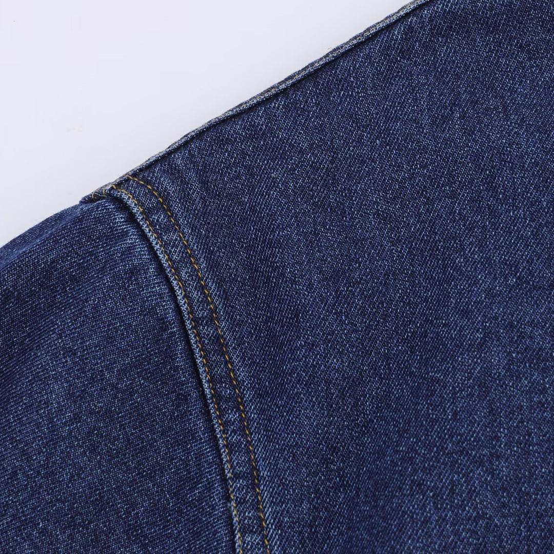 Damen modische Denimjacke mit hohem Kragen und seitlichen Taschen R&B
