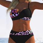 Damen Bikini mit gepolstertem Oberteil und hohem Taillenschnitt R&B