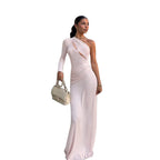 Damen elegantes und figurbetontes Abendkleid mit asymmetrischem Schnitt EB