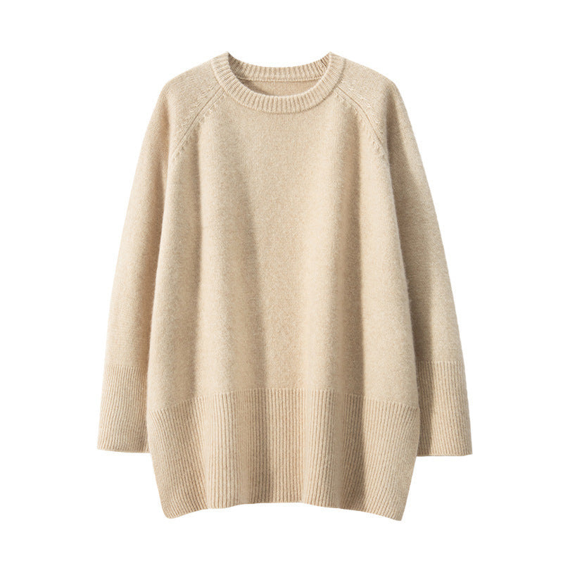 Damen Eleganter, lässiger Strickpullover mit weitem Schnitt und detailreichen Ärmeln R&B