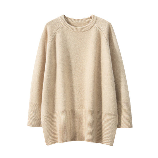 Damen Eleganter, lässiger Strickpullover mit weitem Schnitt und detailreichen Ärmeln R&B