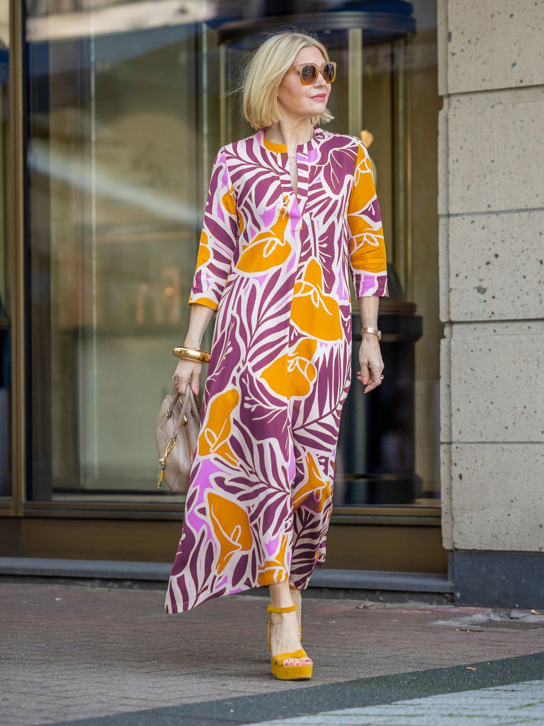Damen Maxikleid mit floralem Design und praktischen Seitentaschen R&B