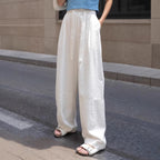 Damen Lässige und bequeme weite Hose mit seitlichem Bindegürtel R&B