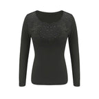 Damen Elegantes Oberteil mit transparentem Spitzenverlauf und funkelnden Applikationen R&B