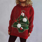 Damen festlicher Hoodie mit weihnachtlichem Motiv und 3D-Applikationen R&B