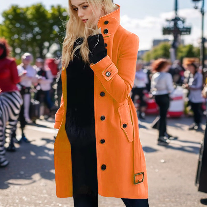 Damen eleganter Trenchcoat mit hohem Kragen R&B
