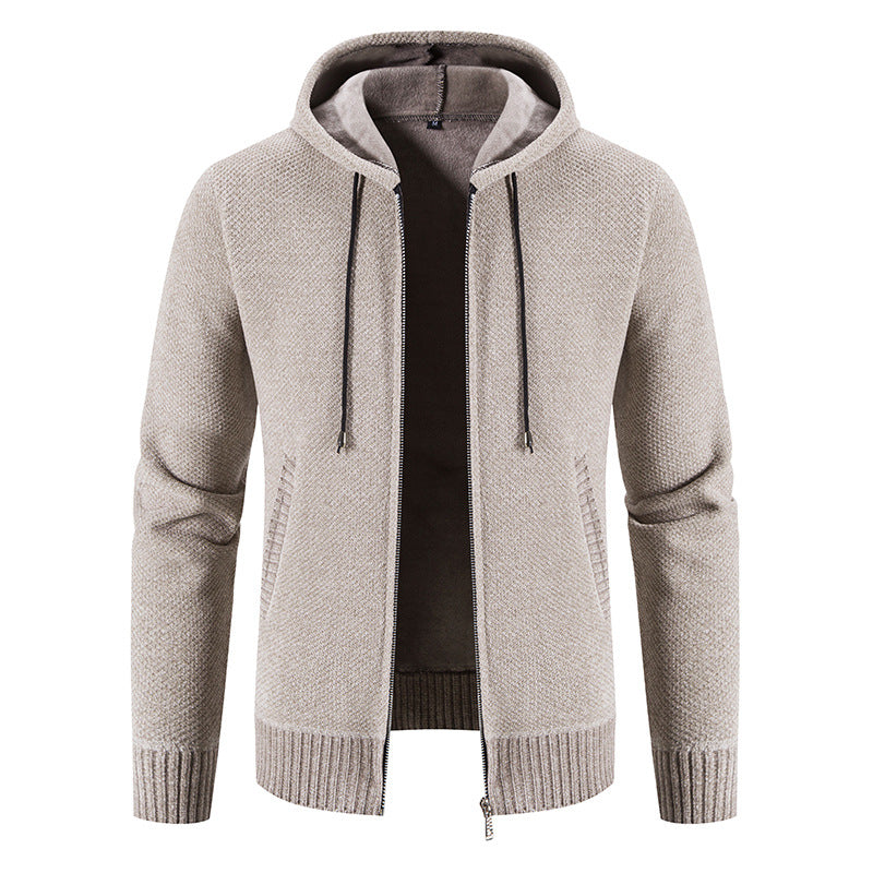 Herren Strickjacke mit Kapuze und strukturiertem Design R&B