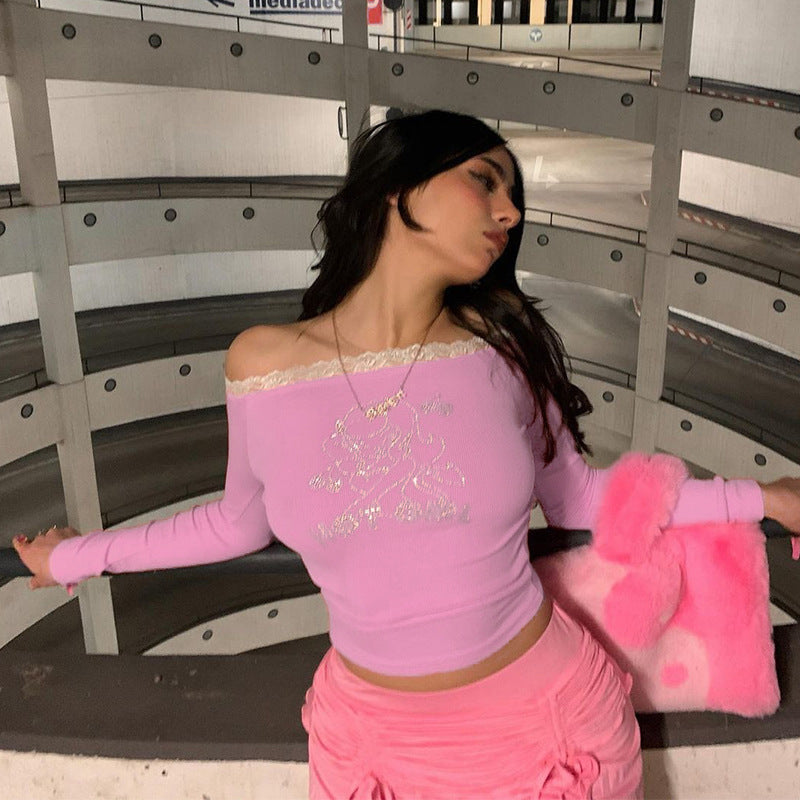 Damen Oberteil mit Off-Shoulder Design und romantischem Spitzenbesatz R&B