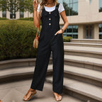 Damen Lässiger Jumpsuit mit praktischen Taschen und Knopfdetails