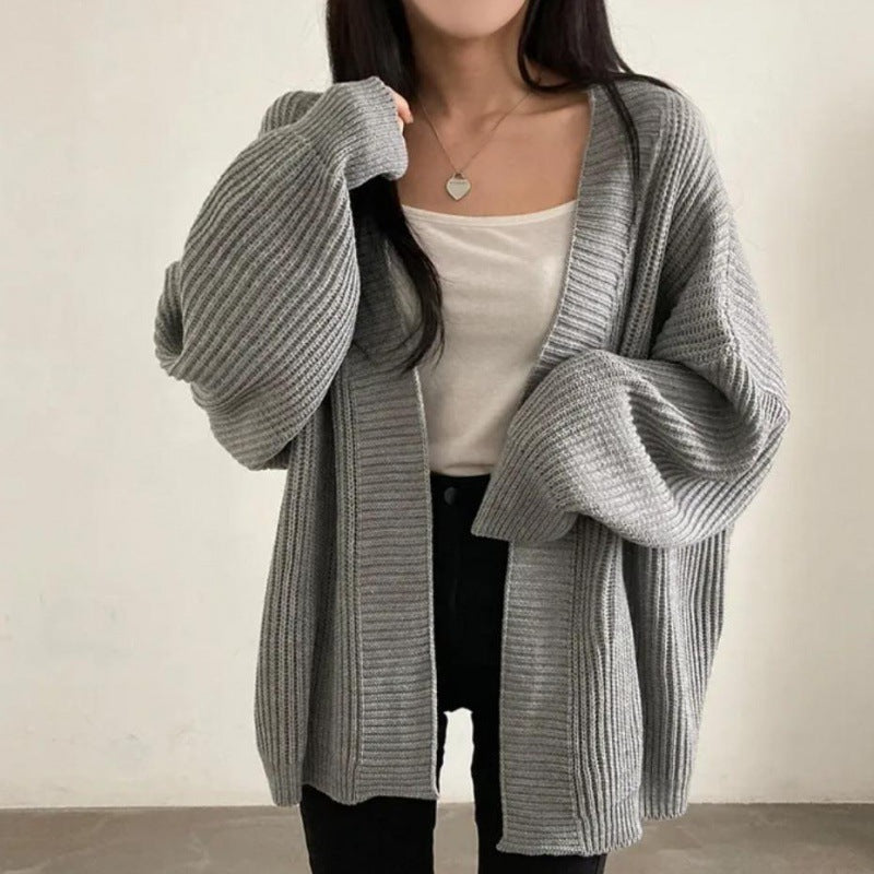Damen Übergröße Strickjacke mit weit geschnittenen Ärmeln und strukturierter Textur R&B